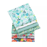 CraftsFabrics 8pcs Green Floral Fabric Fat Quarters Bundle, 100% Cotton